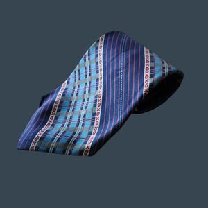 Men's Pedigree Vintage Silk Tie Plaid & Striped Pattern 57.5" Multicolor